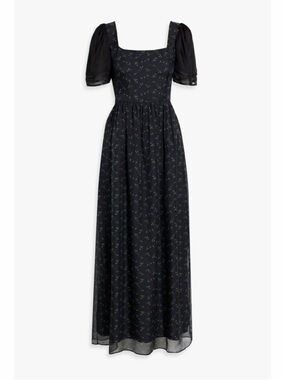 NWT 100%Silk HVN Floral-print silk-chiffon maxi dress